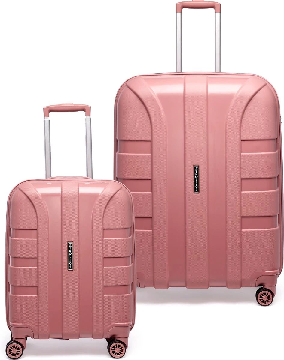 ©TROLLEYZ - Paris No.5 - Kofferset 2 Delig - 55+78cm Met TSA Slot - Dubbele Wielen - 360° Spinners - 100% Polypropyleen - Reiskoffers In Rose Blush - Afbeelding 12