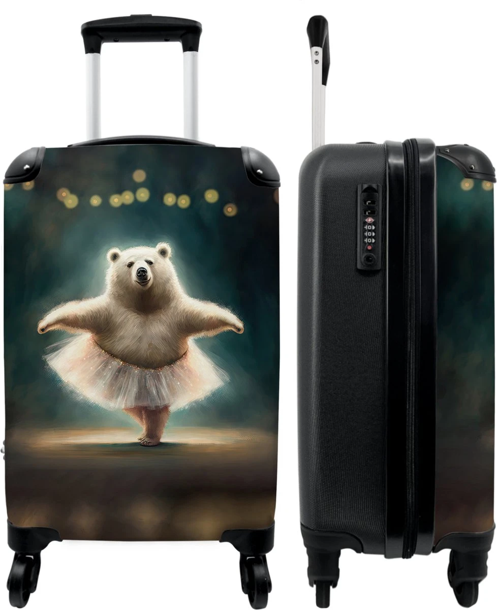 NoBoringSuitcases.com® Koffer - Beer - Rok - Ballet - Licht - Portret - Trolley Op Wieltjes - Reiskoffer - Past Binnen 55x40x20 Cm En 55x35x25 Cm - Handbagagekoffer - Fotokoffer