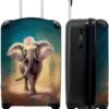 NoBoringSuitcases.com® Koffer - Handbagage Trolley - Olifant - Verf - Bloemen - Portret - Abstract - Reiskoffer Met Wielen - Past Binnen 55x40x20 Cm En 55x35x25 Cm - Koffertje - Fotokoffer